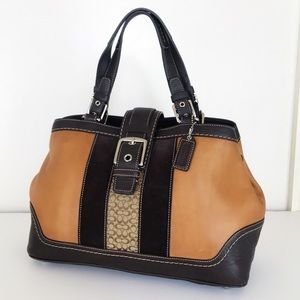Coach Hamptons Leather Suede Jacquard Satchel Set